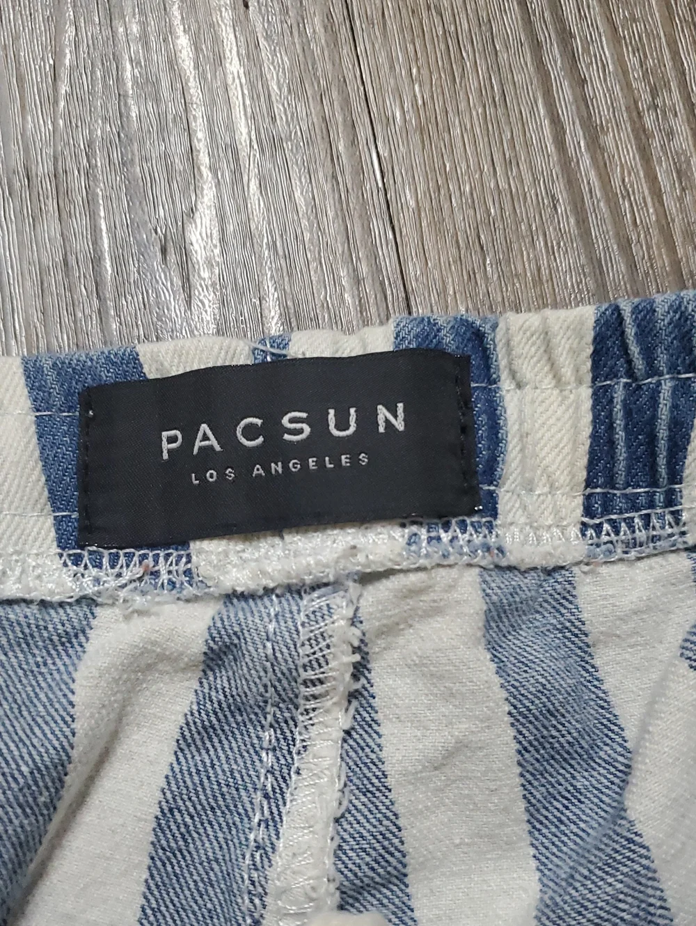PacSun Blue and White Vertical Stripe Swim Trunks, Size L